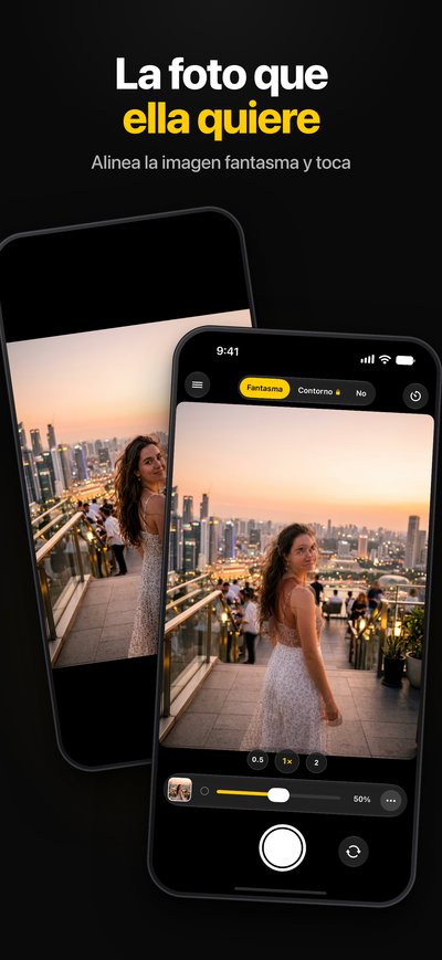 Pantalla de la app: alinear una foto de ciudad con el fantasma