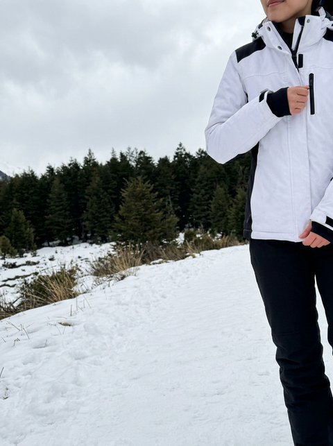 A bad copy: too close, she is at the edge and the mountains are cut off